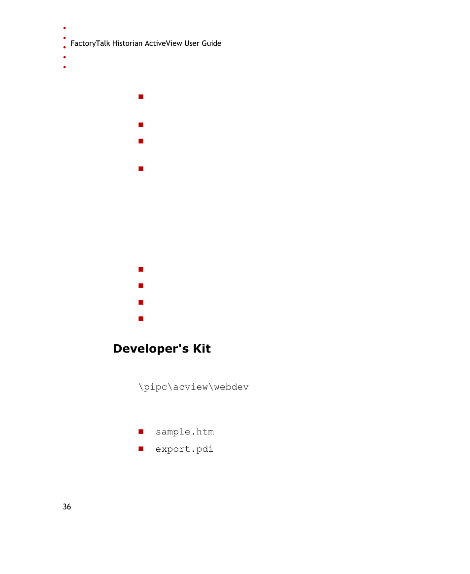 Developer's kit | Rockwell Automation FactoryTalk Historian SE ActiveView 3.2 User Guide User Manual | Page 44 / 101