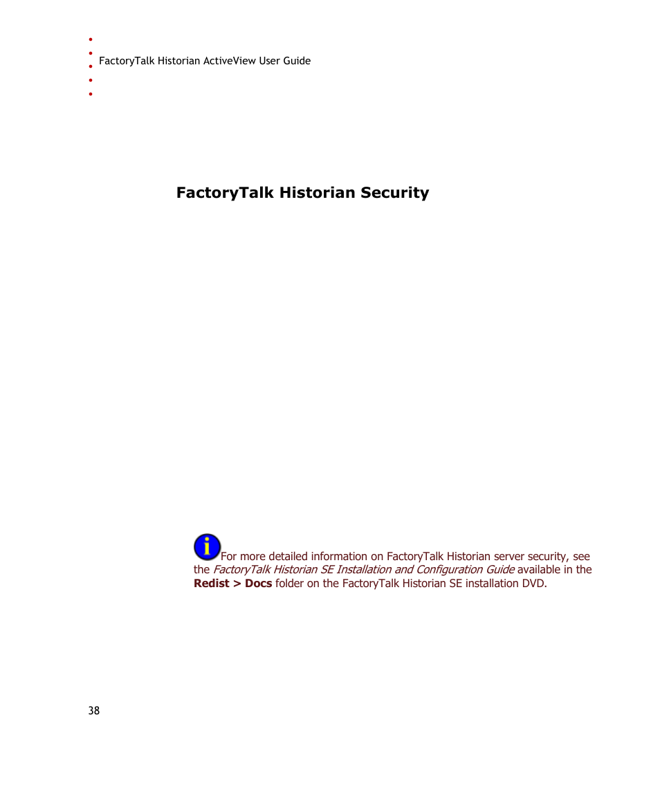 Factorytalk historian security | Rockwell Automation FactoryTalk Historian SE ActiveView 3.2 User Guide User Manual | Page 46 / 101