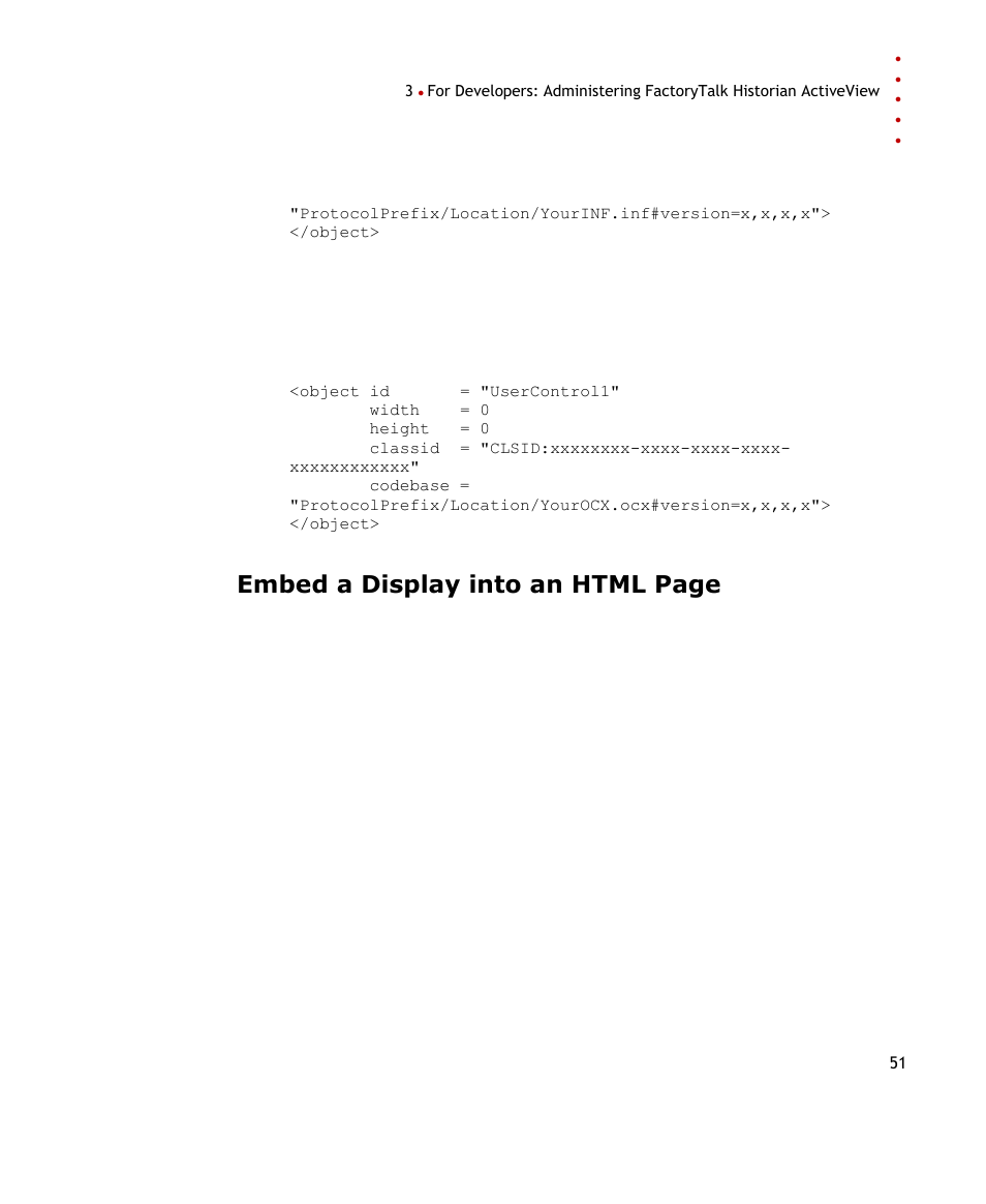 Embed a display into an html page | Rockwell Automation FactoryTalk Historian SE ActiveView 3.2 User Guide User Manual | Page 59 / 101