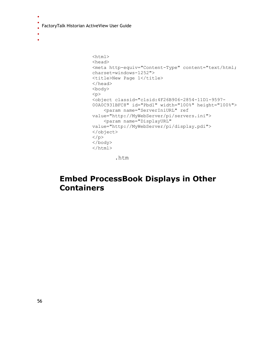 Embed processbook displays in other containers, E 56) | Rockwell Automation FactoryTalk Historian SE ActiveView 3.2 User Guide User Manual | Page 64 / 101