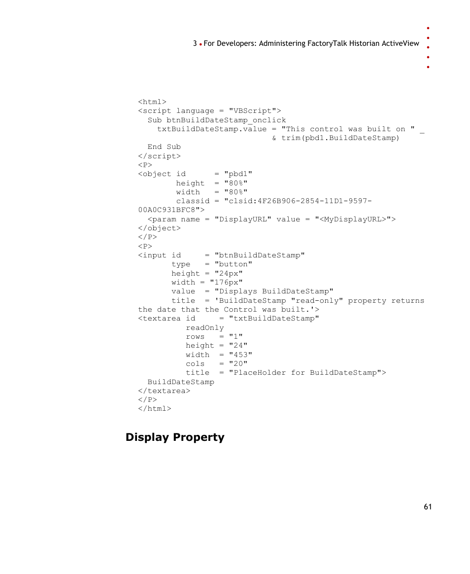 Display property | Rockwell Automation FactoryTalk Historian SE ActiveView 3.2 User Guide User Manual | Page 69 / 101