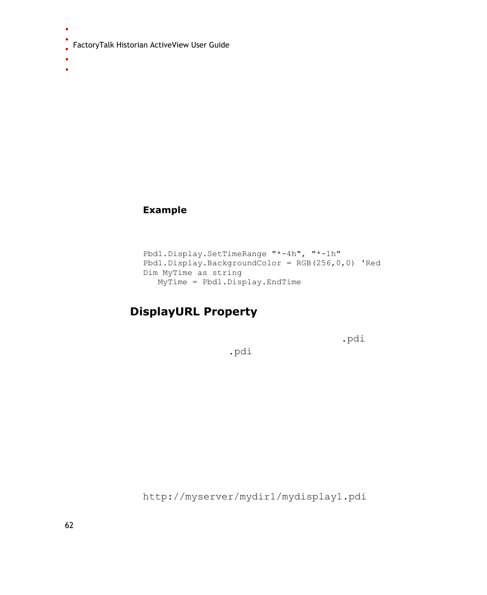 Displayurl property, E 62) | Rockwell Automation FactoryTalk Historian SE ActiveView 3.2 User Guide User Manual | Page 70 / 101