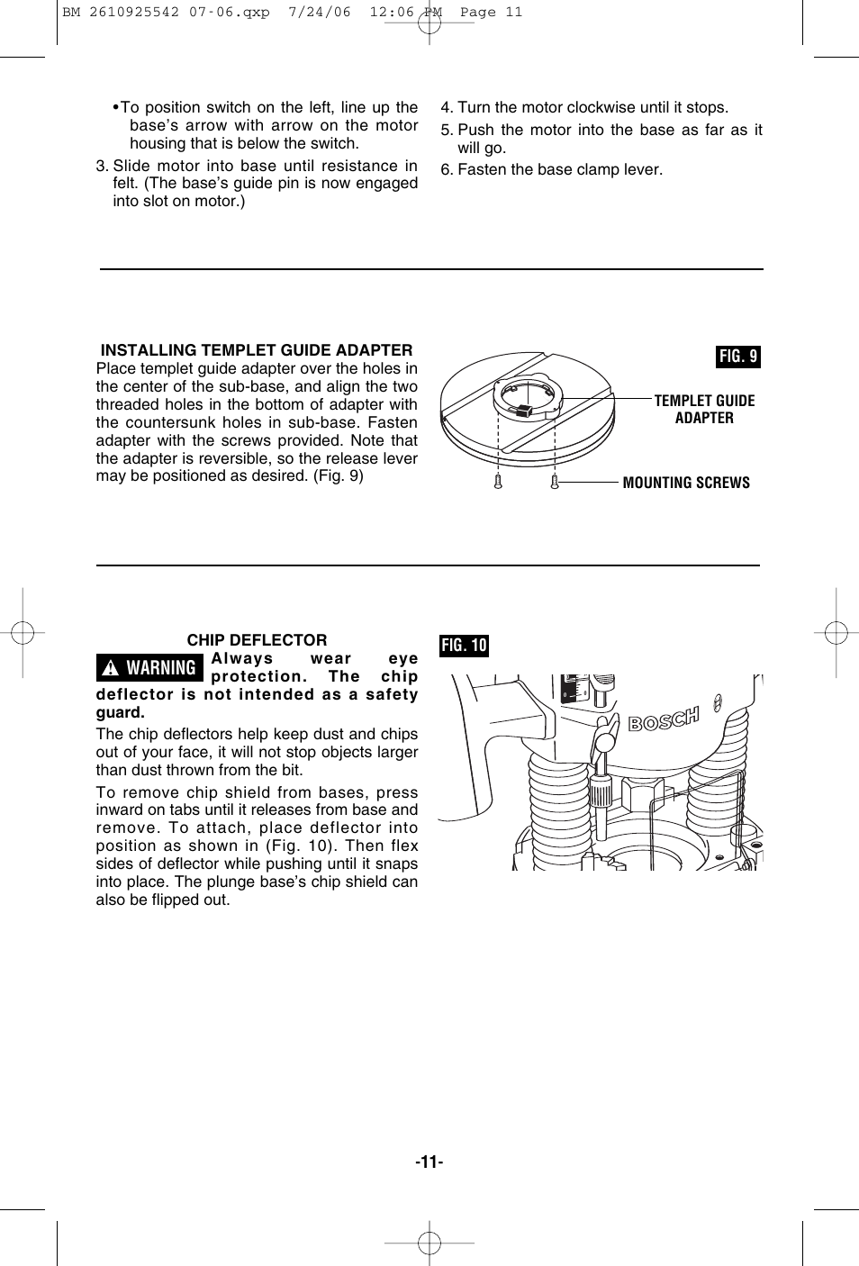Warning, Fig. 9 fig. 10 | Bosch 0 601 617 061 User Manual | Page 11 / 68