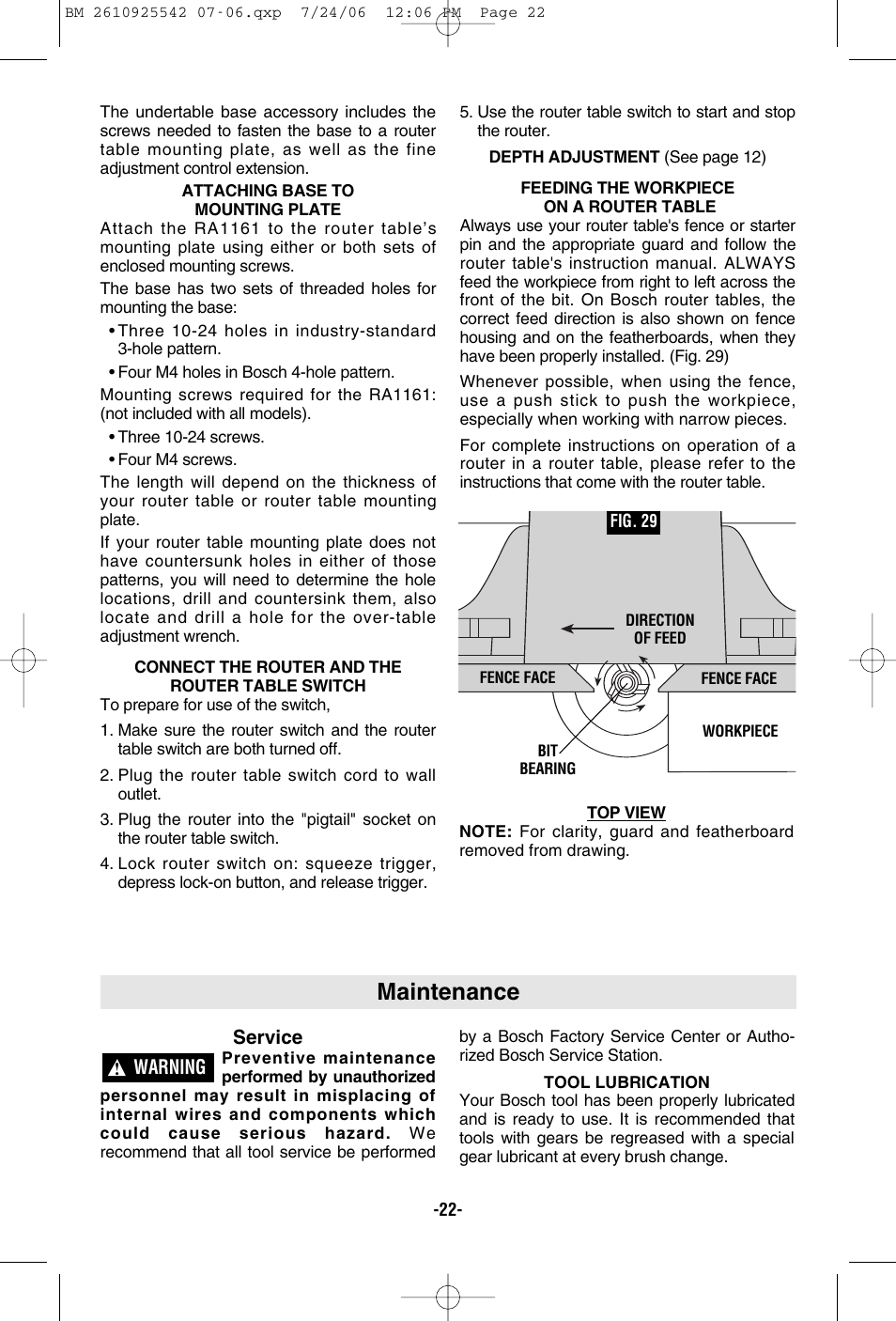 Maintenance | Bosch 0 601 617 061 User Manual | Page 22 / 68