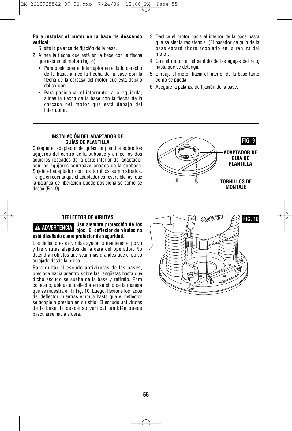 Fig. 9 fig. 10 advertencia | Bosch 0 601 617 061 User Manual | Page 55 / 68