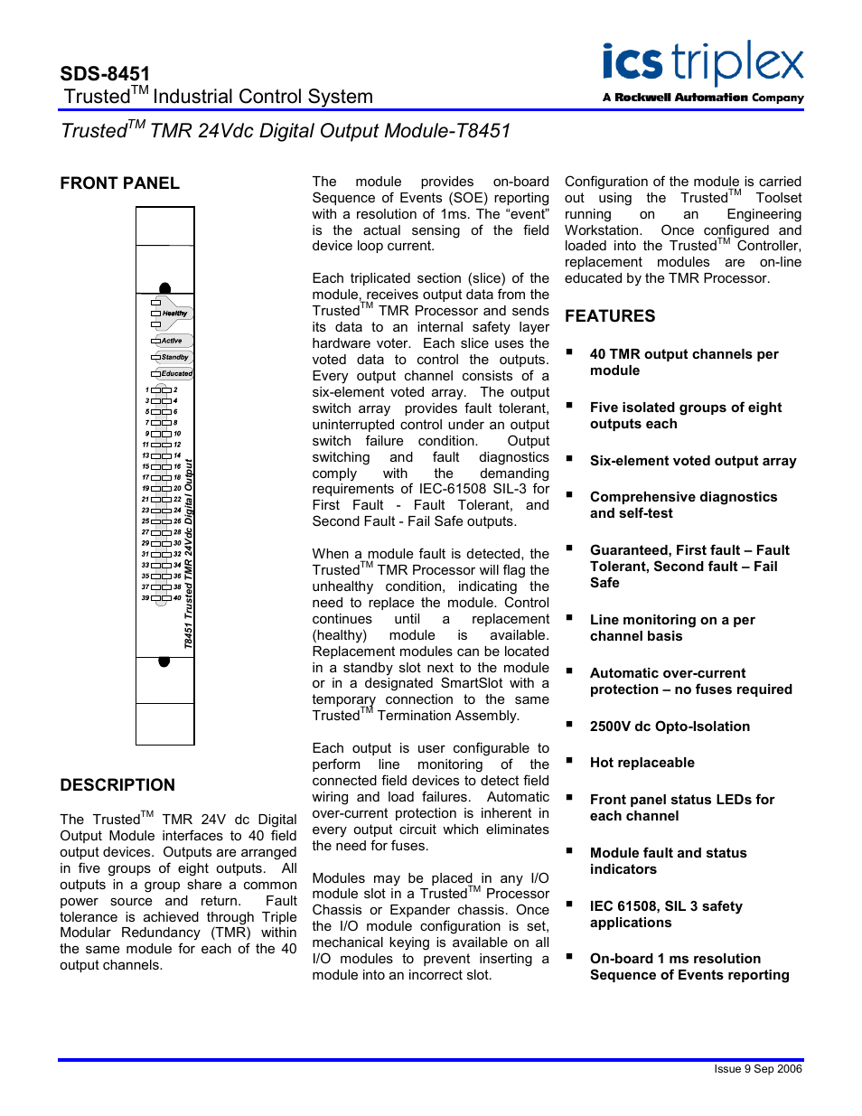 Rockwell Automation T8451 Trusted Industrial Control System User Manual | 2 pages