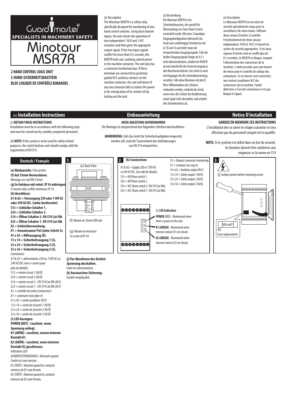 Rockwell Automation 440R MSR7R Minotaur Safety Relay User Manual | 4 pages