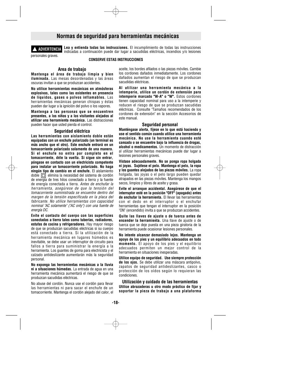 Normas de seguridad para herramientas mecánicas | Bosch 1278VSK User Manual | Page 18 / 28