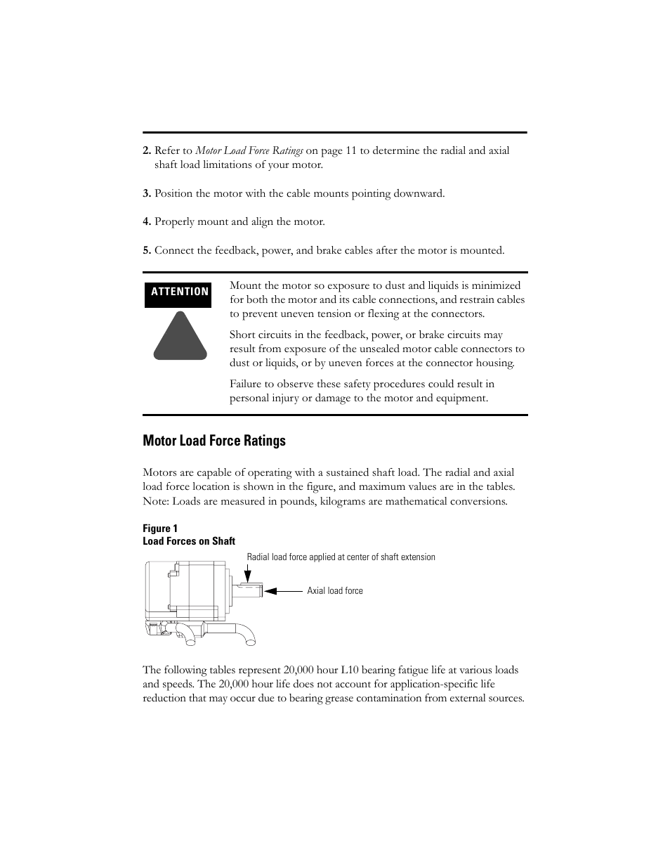 Motor load force ratings | Rockwell Automation TL-Series Servo Motor  User Manual | Page 11 / 24