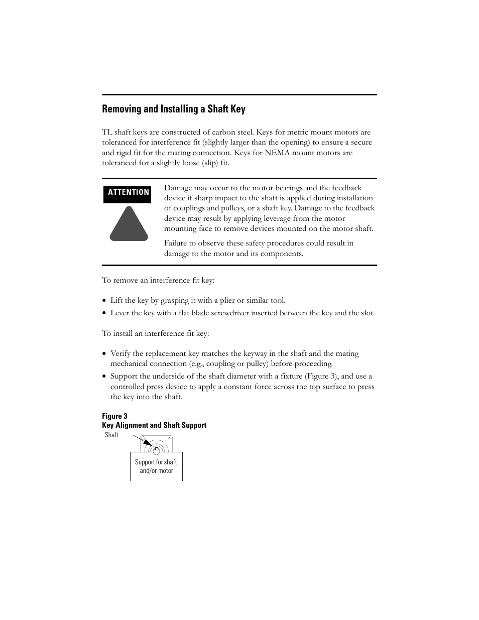 Removing and installing a shaft key | Rockwell Automation TL-Series Servo Motor  User Manual | Page 20 / 24