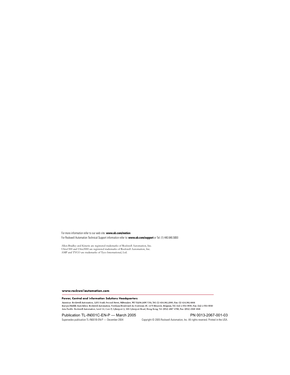 Back cover | Rockwell Automation TL-Series Servo Motor  User Manual | Page 24 / 24