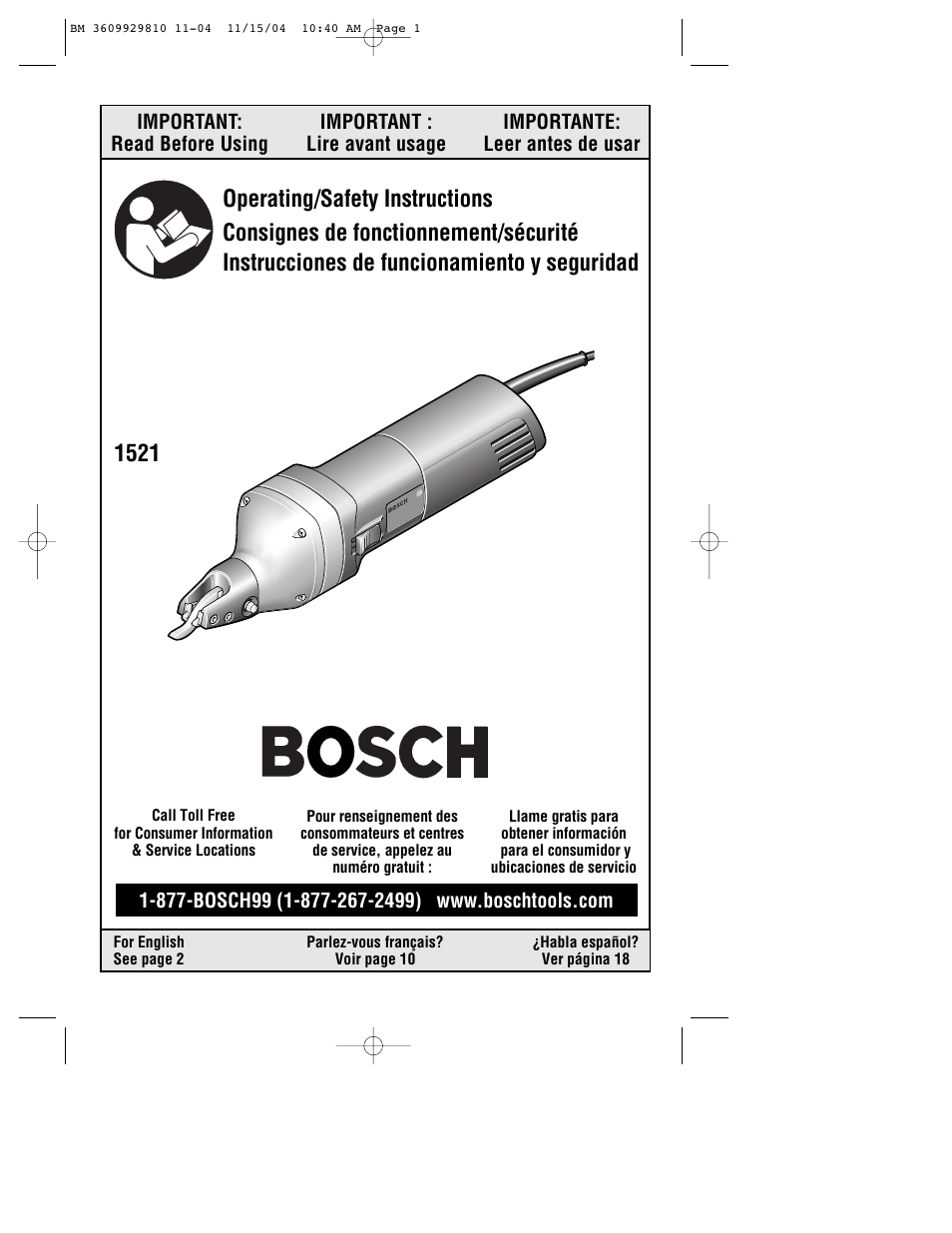 Bosch 1521 User Manual | 28 pages