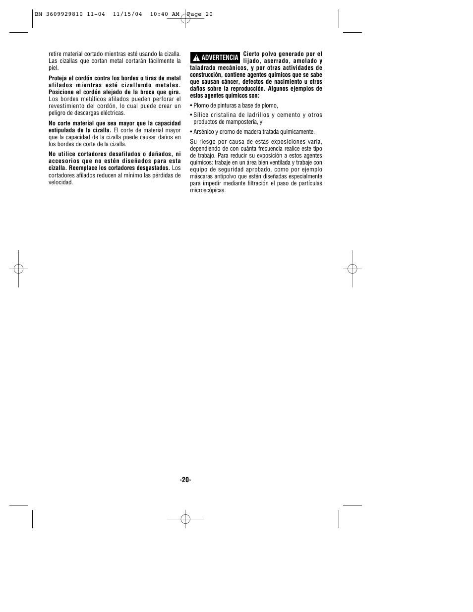 Bosch 1521 User Manual | Page 20 / 28