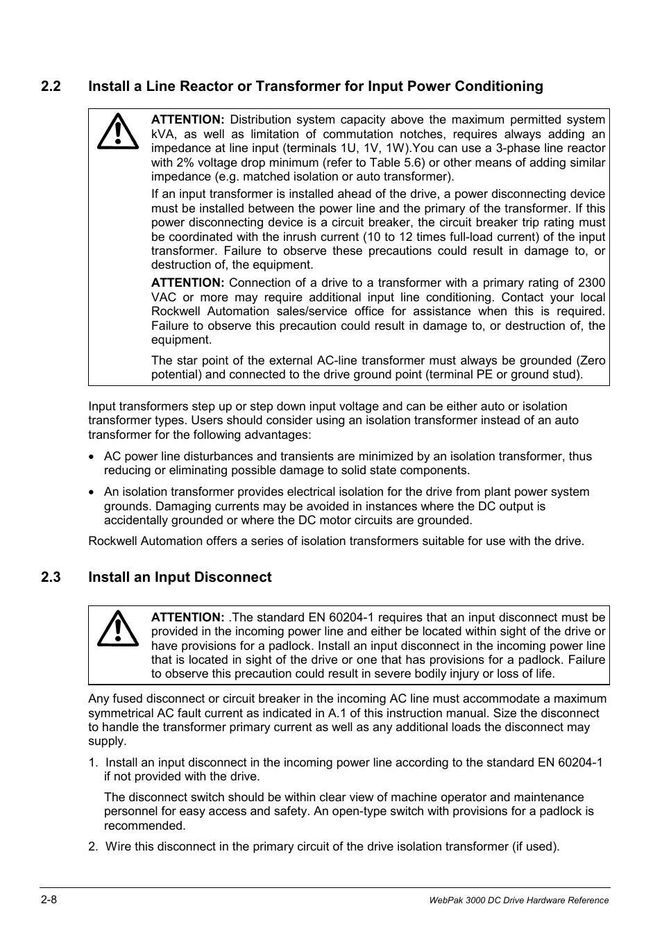 3 install an input disconnect | Rockwell Automation WebPak 3000  DC Drives Hardware Reference, Installation and Troubleshooting User Manual | Page 20 / 92