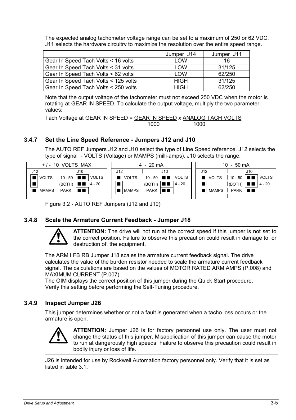 8 scale the armature current feedback - jumper j18, 9 inspect jumper j26 | Rockwell Automation WebPak 3000  DC Drives Hardware Reference, Installation and Troubleshooting User Manual | Page 37 / 92