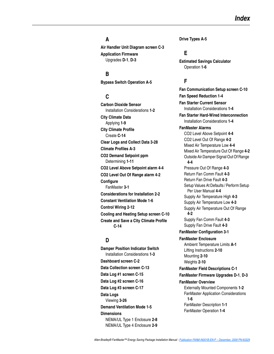 Index | Rockwell Automation FANM FanMaster Energy Saving Package User Manual | Page 119 / 124