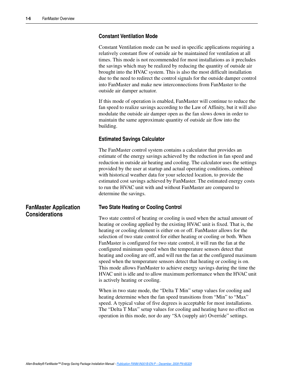 Fanmaster application considerations, Fanmaster application considerations -6 | Rockwell Automation FANM FanMaster Energy Saving Package User Manual | Page 12 / 124