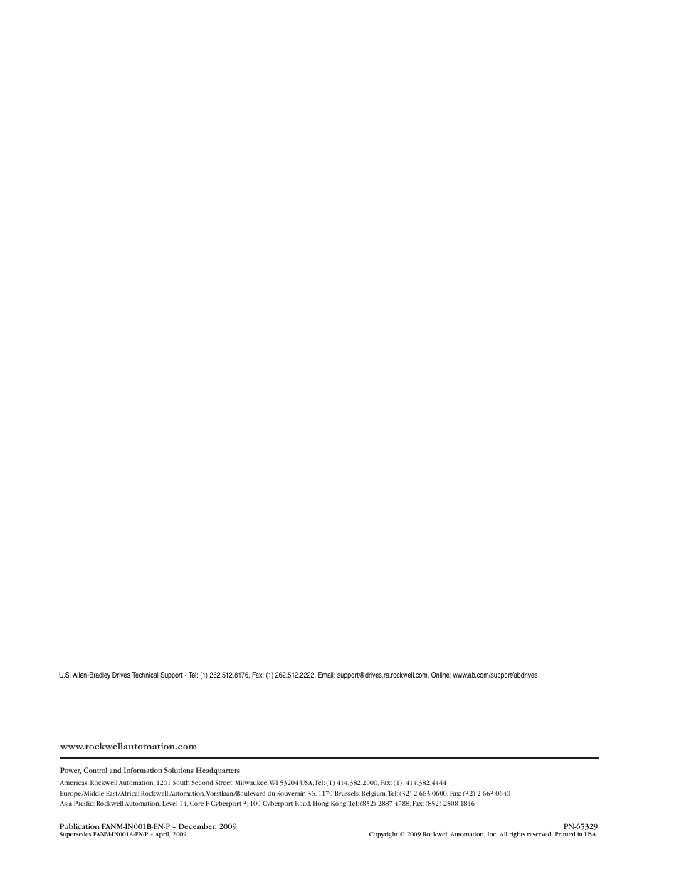 Rockwell Automation FANM FanMaster Energy Saving Package User Manual | Page 124 / 124