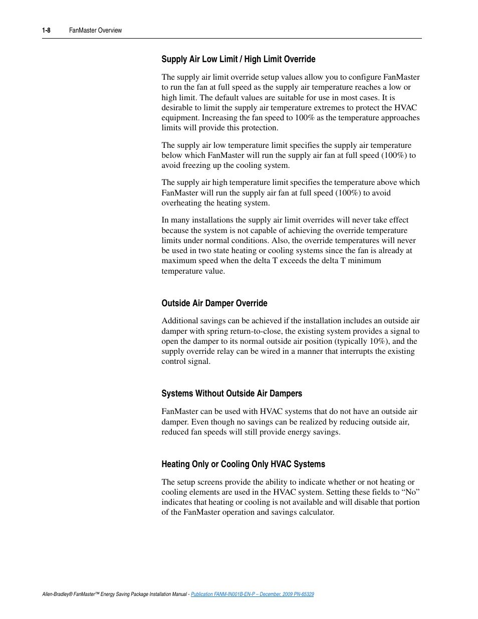 Rockwell Automation FANM FanMaster Energy Saving Package User Manual | Page 14 / 124