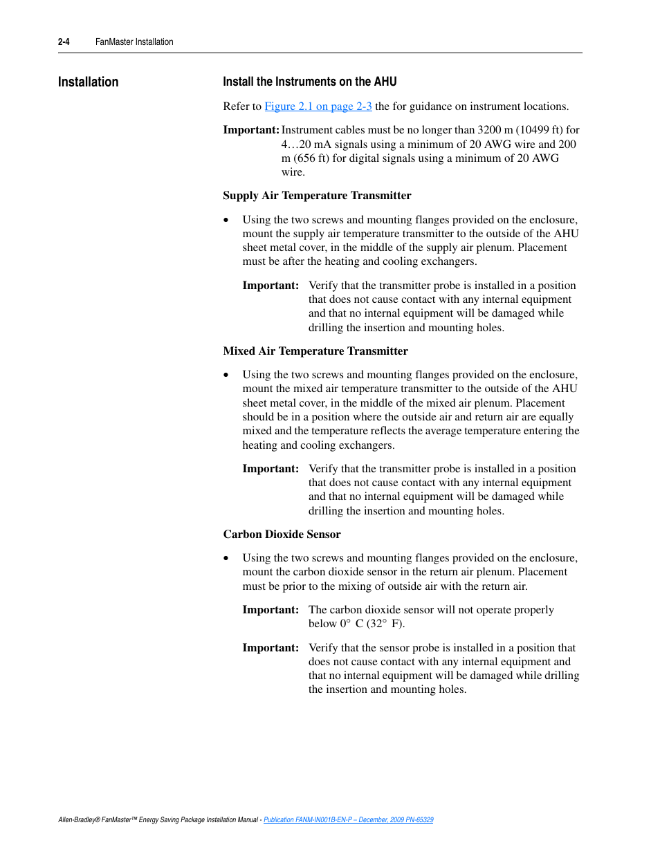 Installation, Installation -4 | Rockwell Automation FANM FanMaster Energy Saving Package User Manual | Page 22 / 124