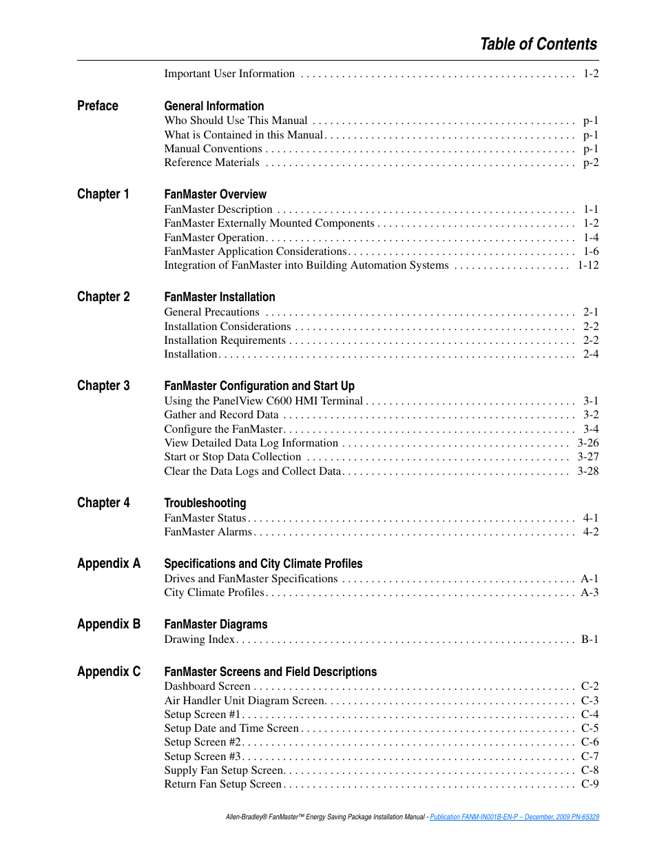 Rockwell Automation FANM FanMaster Energy Saving Package User Manual | Page 3 / 124