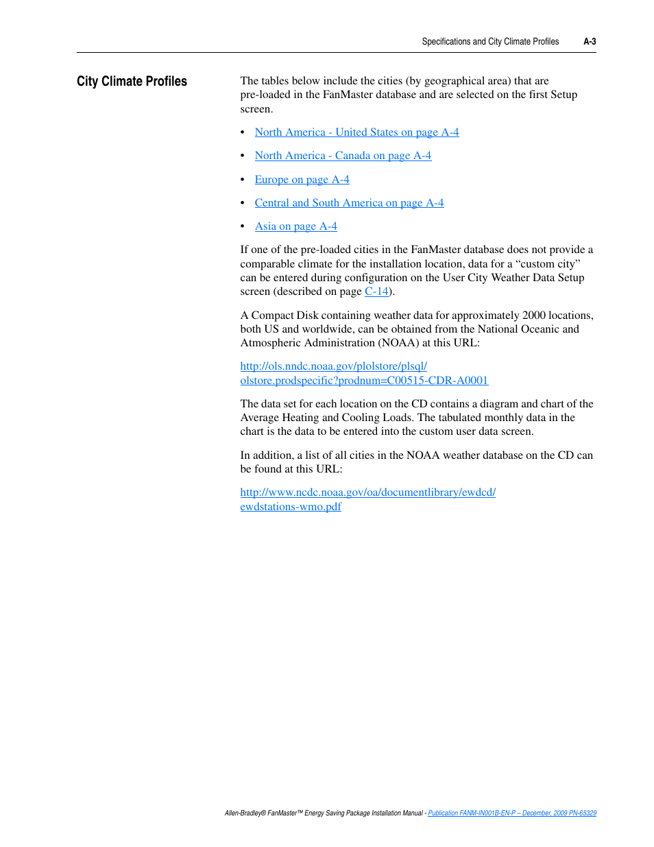 City climate profiles | Rockwell Automation FANM FanMaster Energy Saving Package User Manual | Page 71 / 124