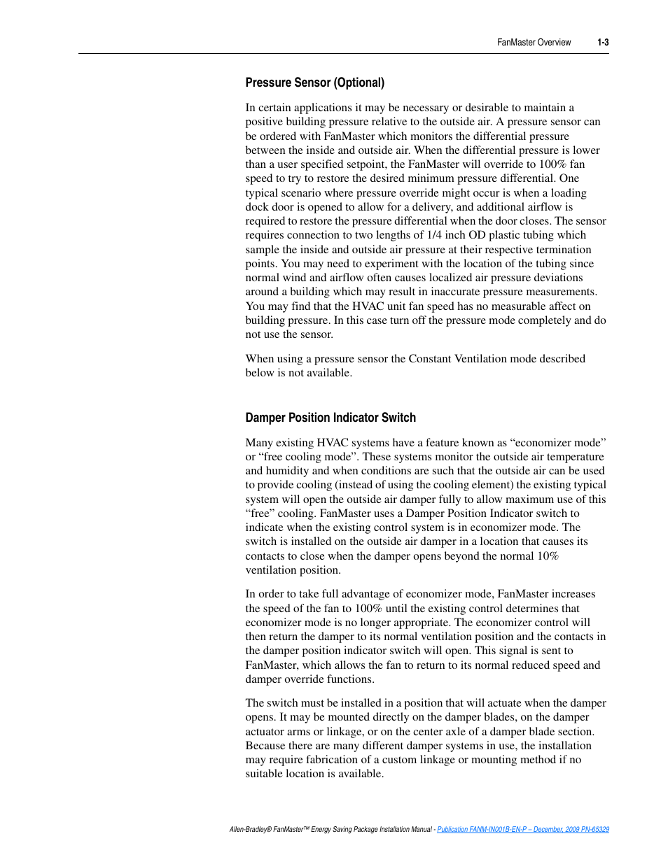 Rockwell Automation FANM FanMaster Energy Saving Package User Manual | Page 9 / 124