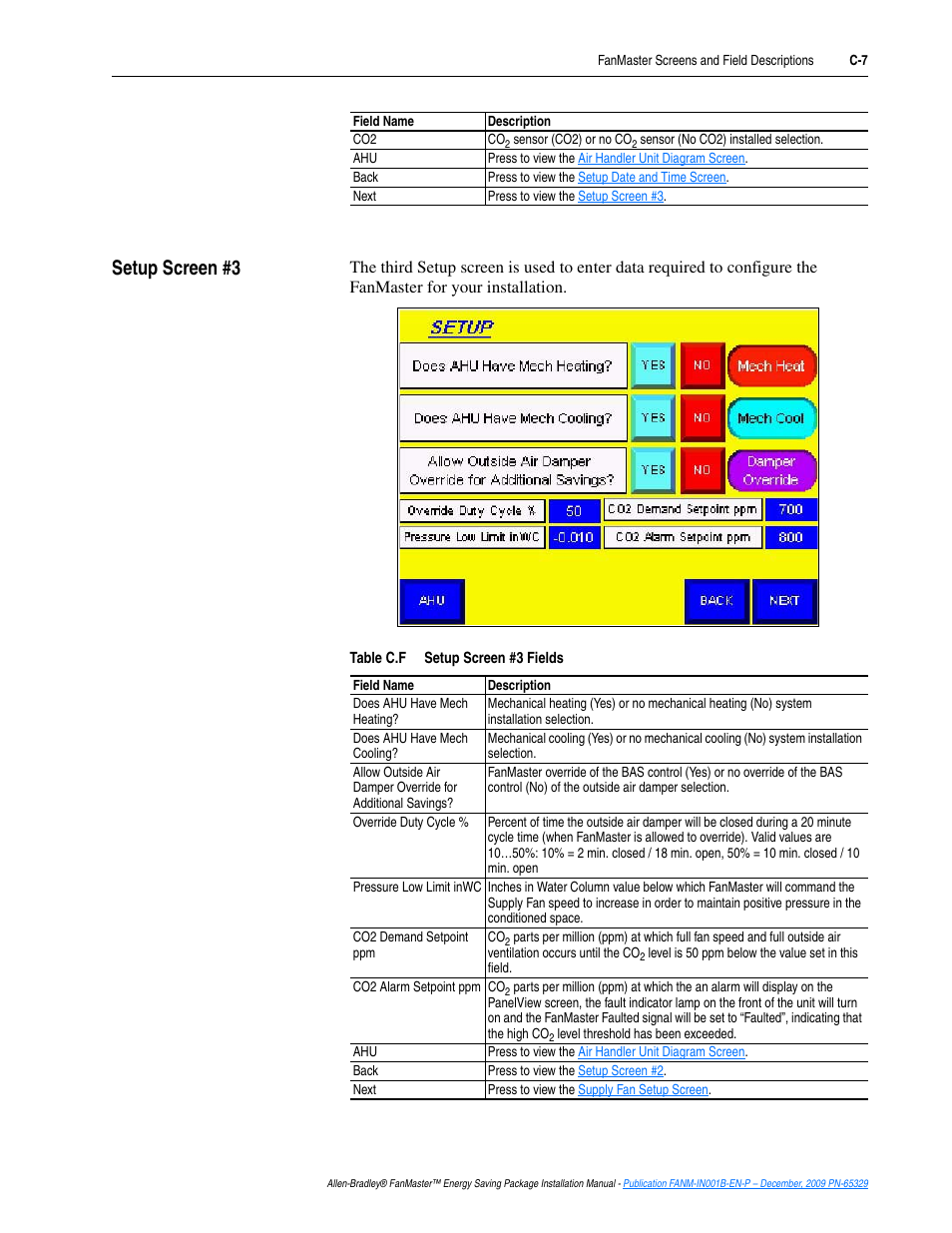 Setup screen #3 | Rockwell Automation FANM FanMaster Energy Saving Package User Manual | Page 99 / 124