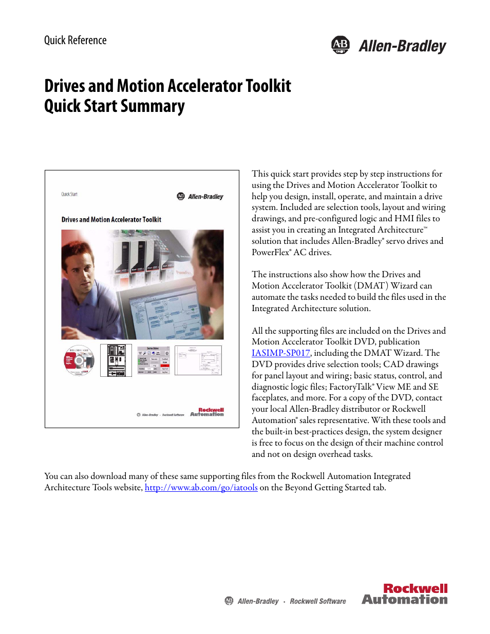 Rockwell Automation Drives and Motion Accelerator Toolkit Quick Start Summary User Manual | 8 pages