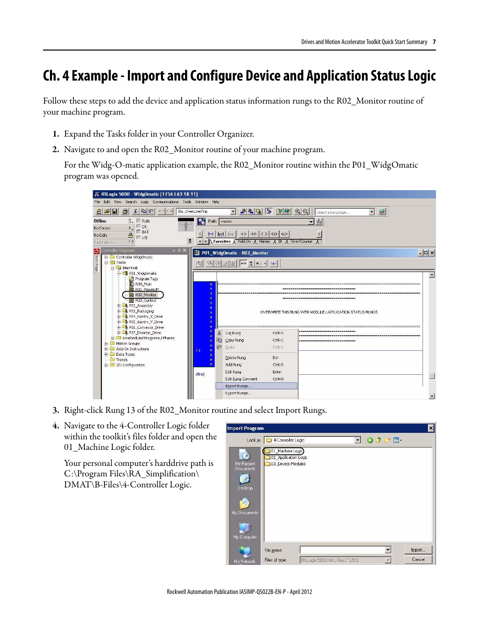 Rockwell Automation Drives and Motion Accelerator Toolkit Quick Start Summary User Manual | Page 7 / 8