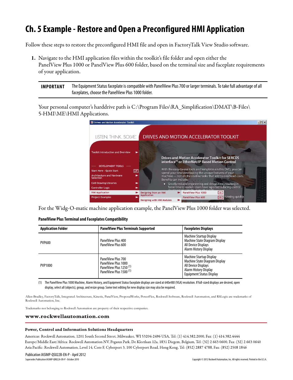 Back cover | Rockwell Automation Drives and Motion Accelerator Toolkit Quick Start Summary User Manual | Page 8 / 8