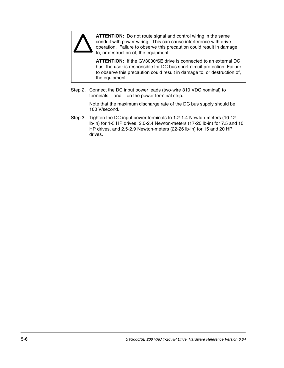 Rockwell Automation GV3000/SE AC Drive 1-20HP, 230VAC Ver. 6.04 Hdwe Ref, Install, Troubleshooting User Manual | Page 48 / 82