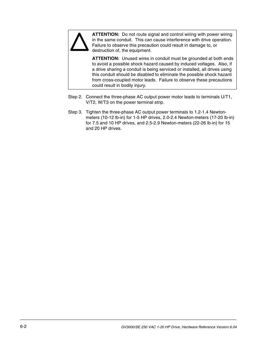 Rockwell Automation GV3000/SE AC Drive 1-20HP, 230VAC Ver. 6.04 Hdwe Ref, Install, Troubleshooting User Manual | Page 50 / 82
