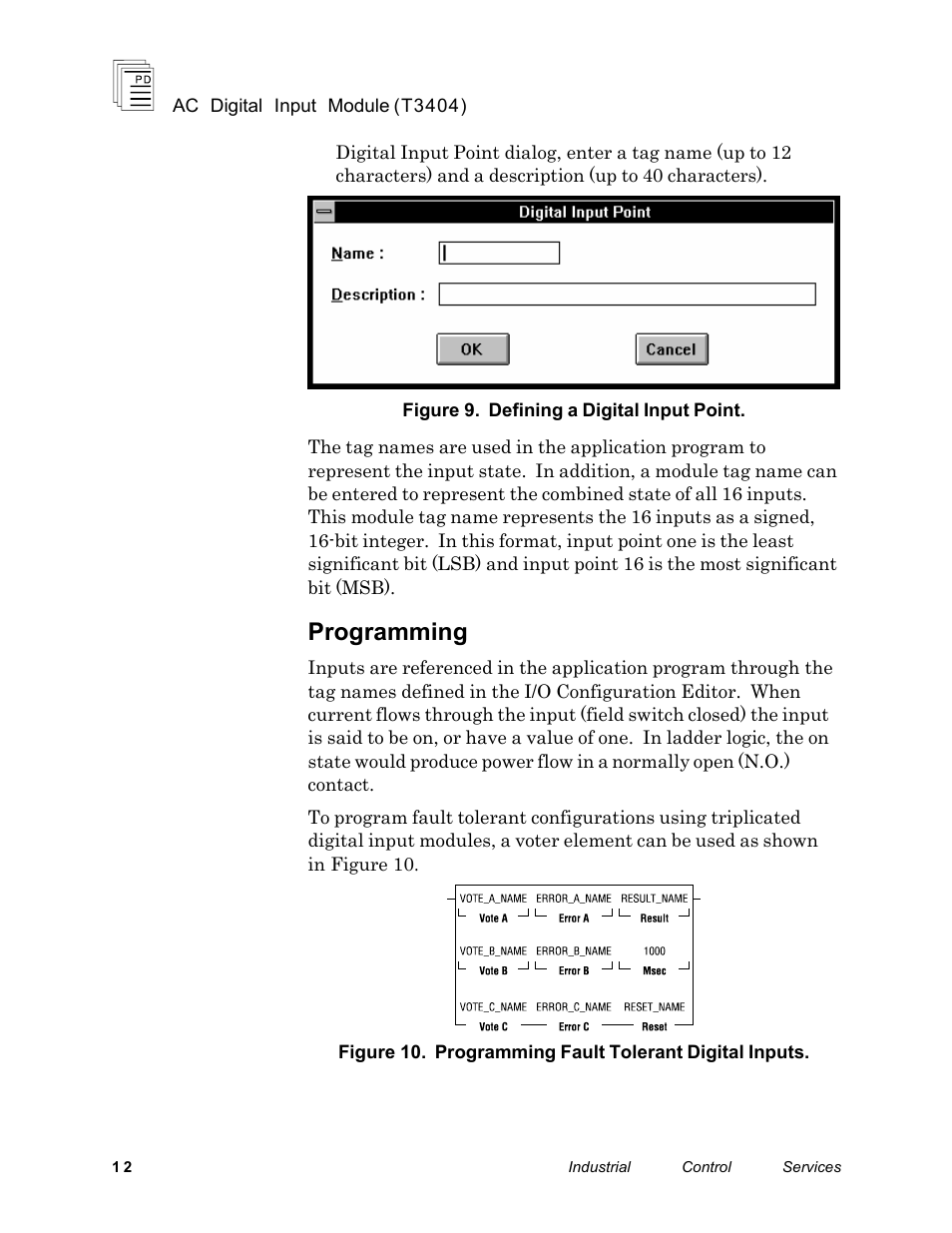 Programming | Rockwell Automation T3404 ICS Regent AC Digital Input Module 110 VAC User Manual | Page 12 / 16