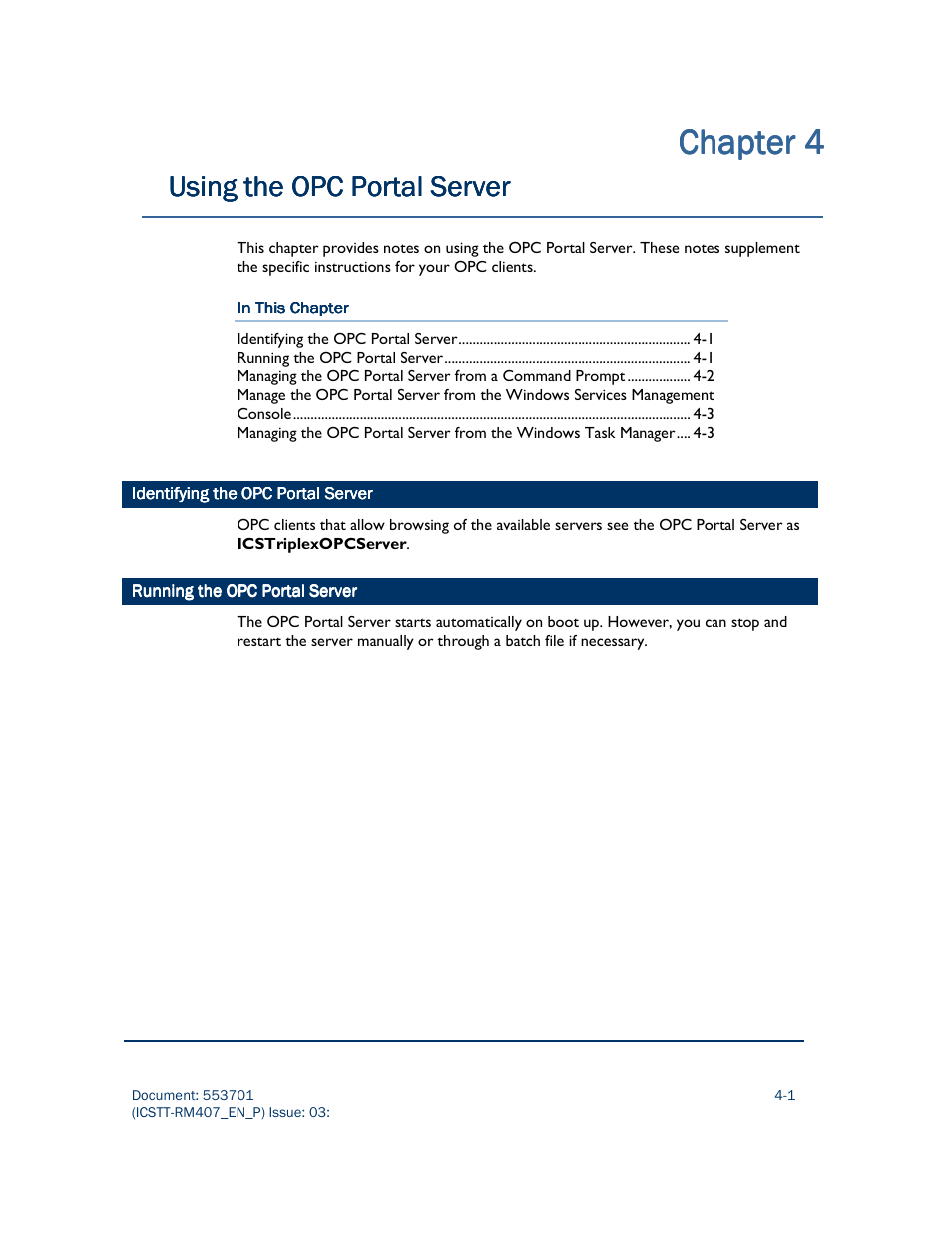 Chapter, Chapter chapter 4 4 4 4, Using the opc portal server | Rockwell Automation AADvance Controller OPC Portal Server User Manual | Page 31 / 36