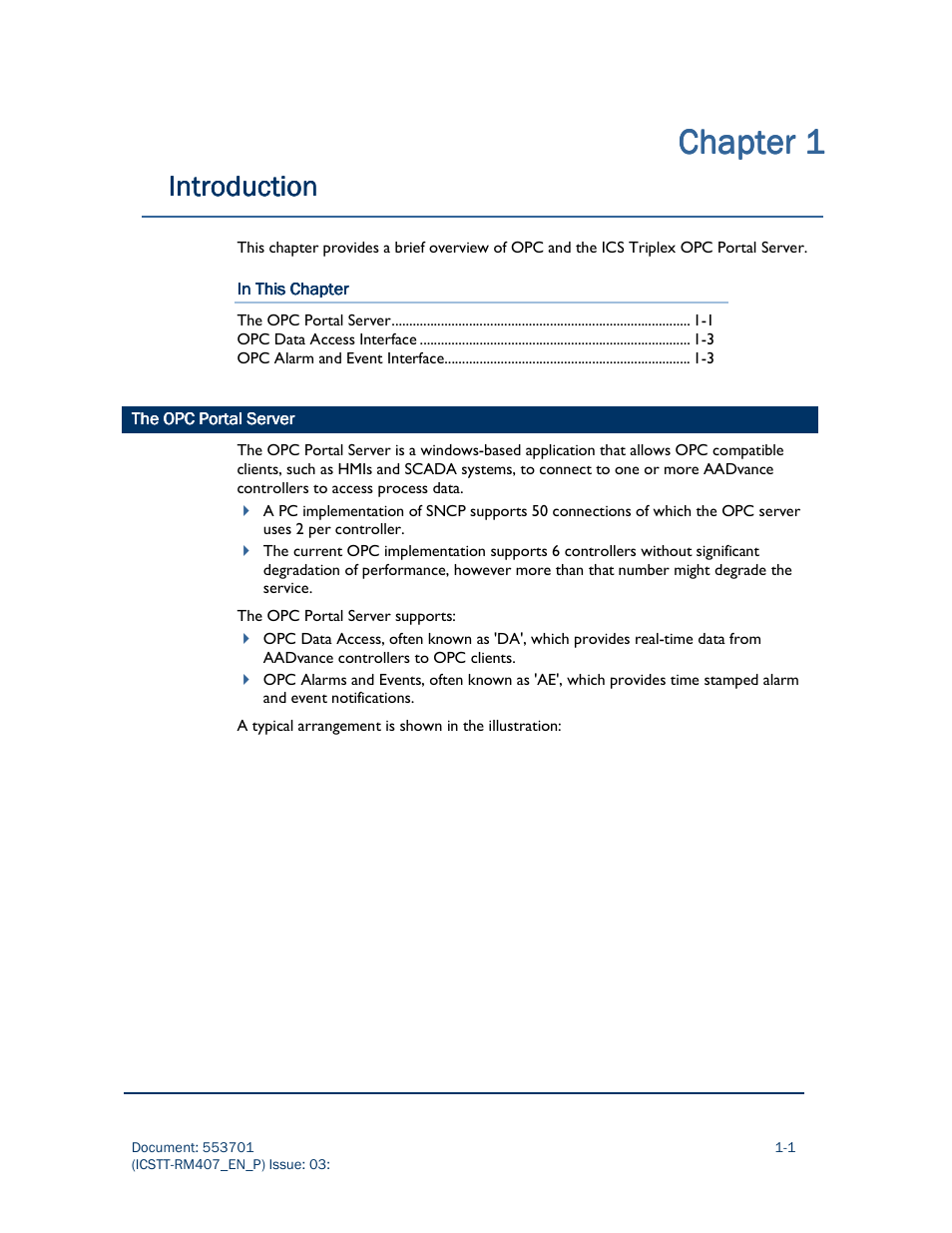 Chapter, Chapter chapter 1 1 1 1, Introduction | Rockwell Automation AADvance Controller OPC Portal Server User Manual | Page 9 / 36