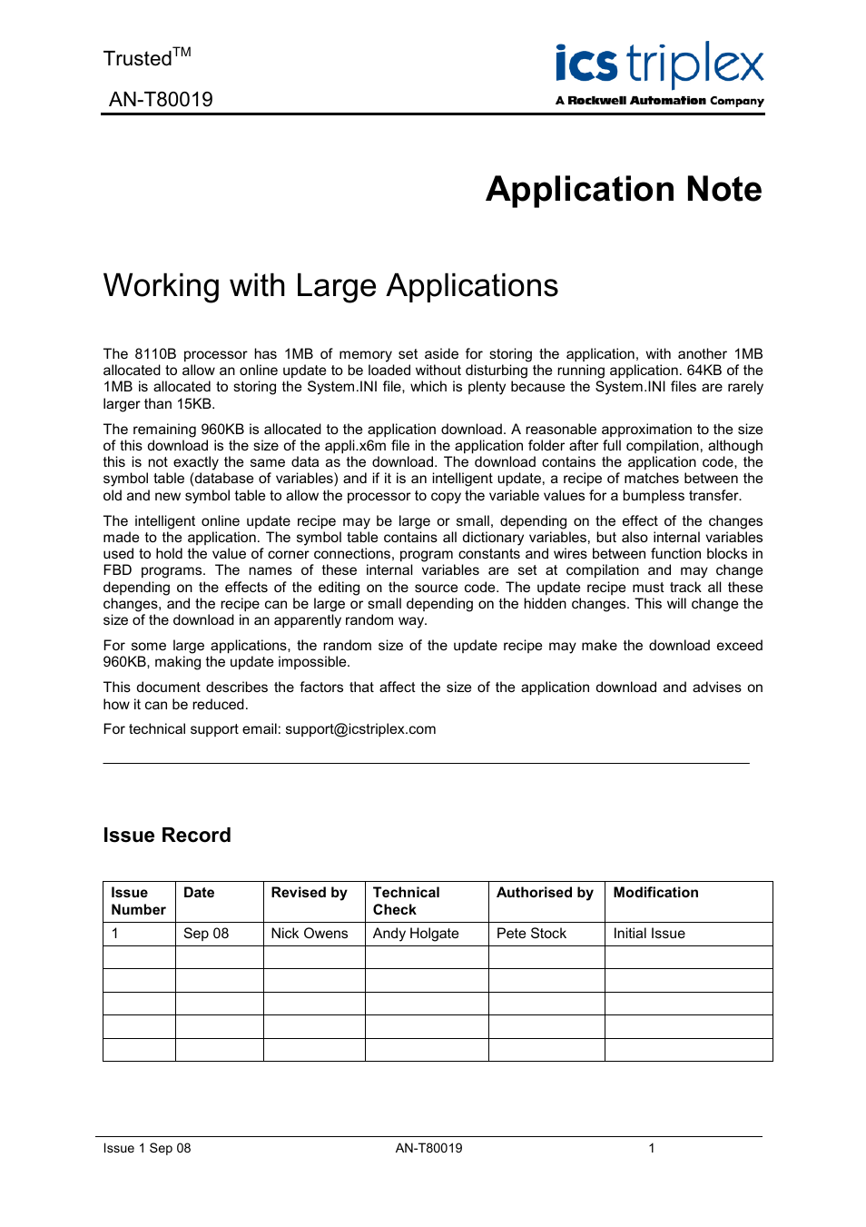 Rockwell Automation T80019 Application Note Working With Large Applications User Manual | 4 pages
