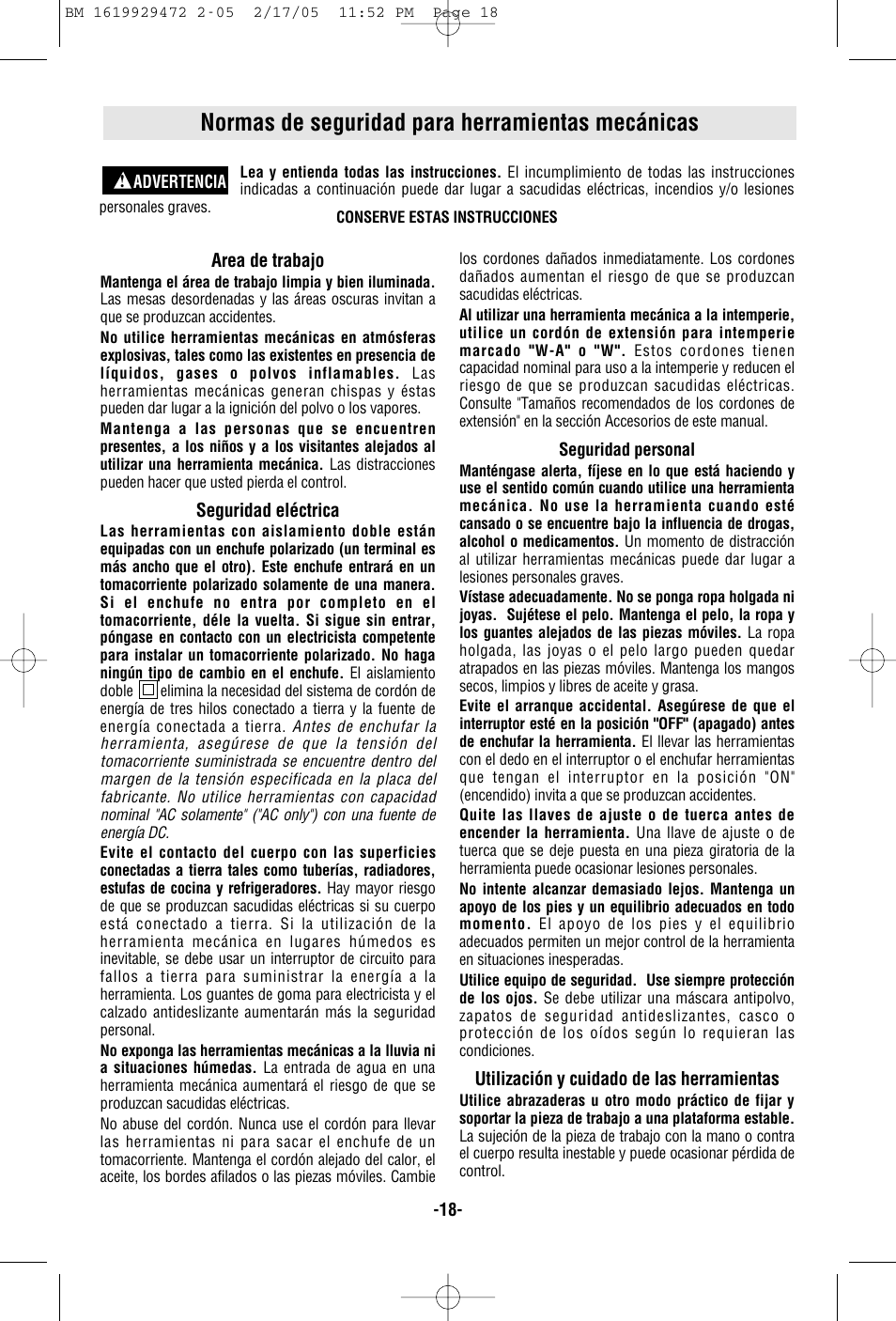 Normas de seguridad para herramientas mecánicas | Bosch 11245EVS User Manual | Page 18 / 28