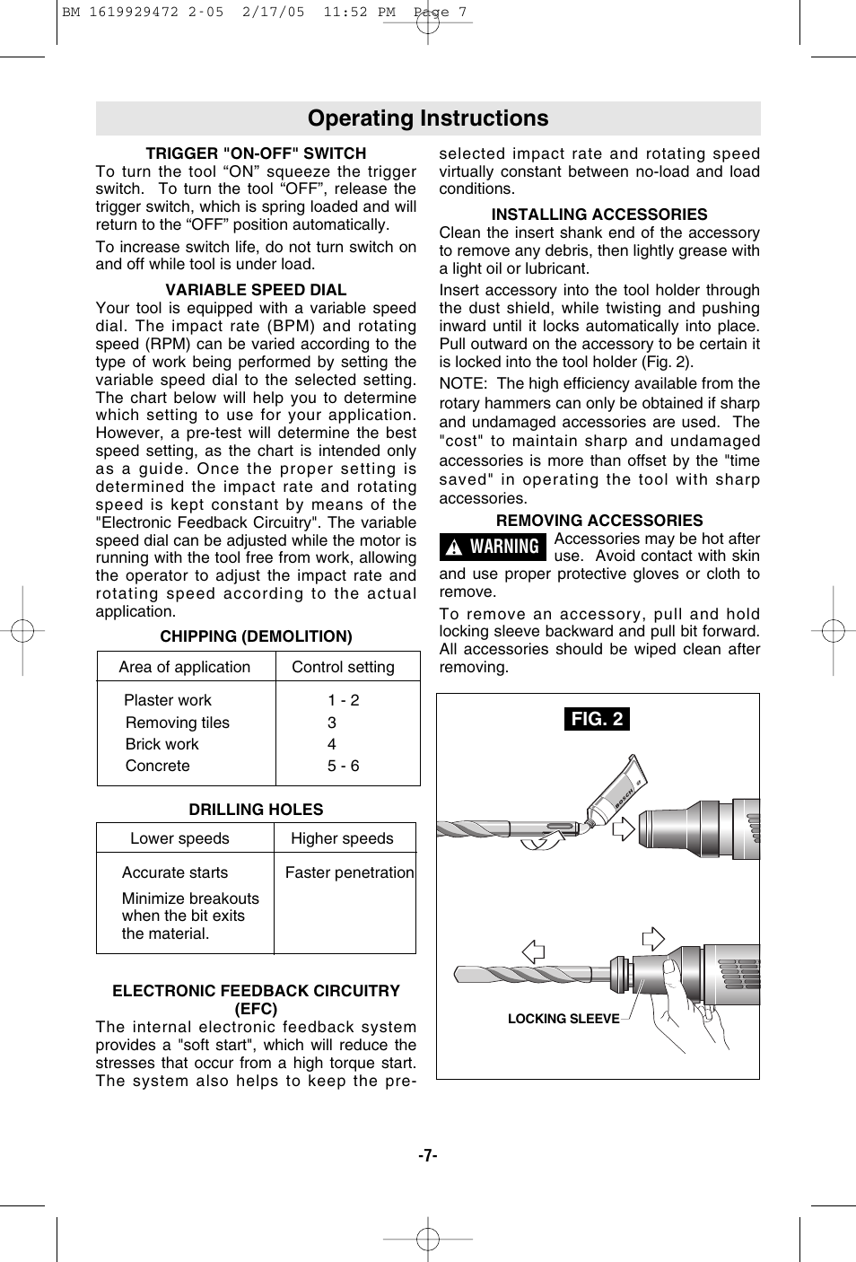 Operating instructions | Bosch 11245EVS User Manual | Page 7 / 28