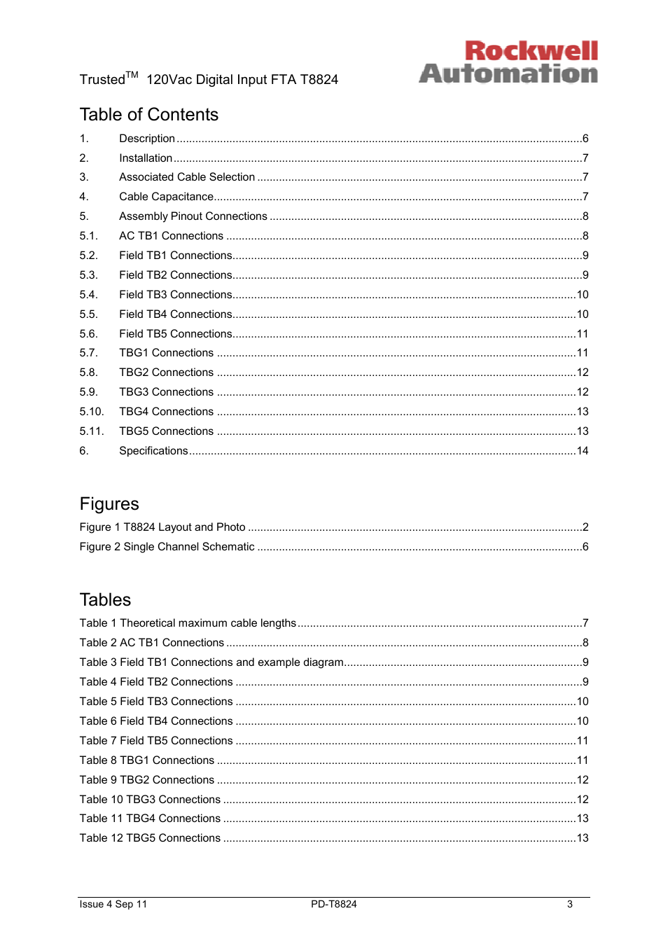 Rockwell Automation T8824 Trusted 40 Channel 120V ac Digital Input FTA User Manual | Page 3 / 15