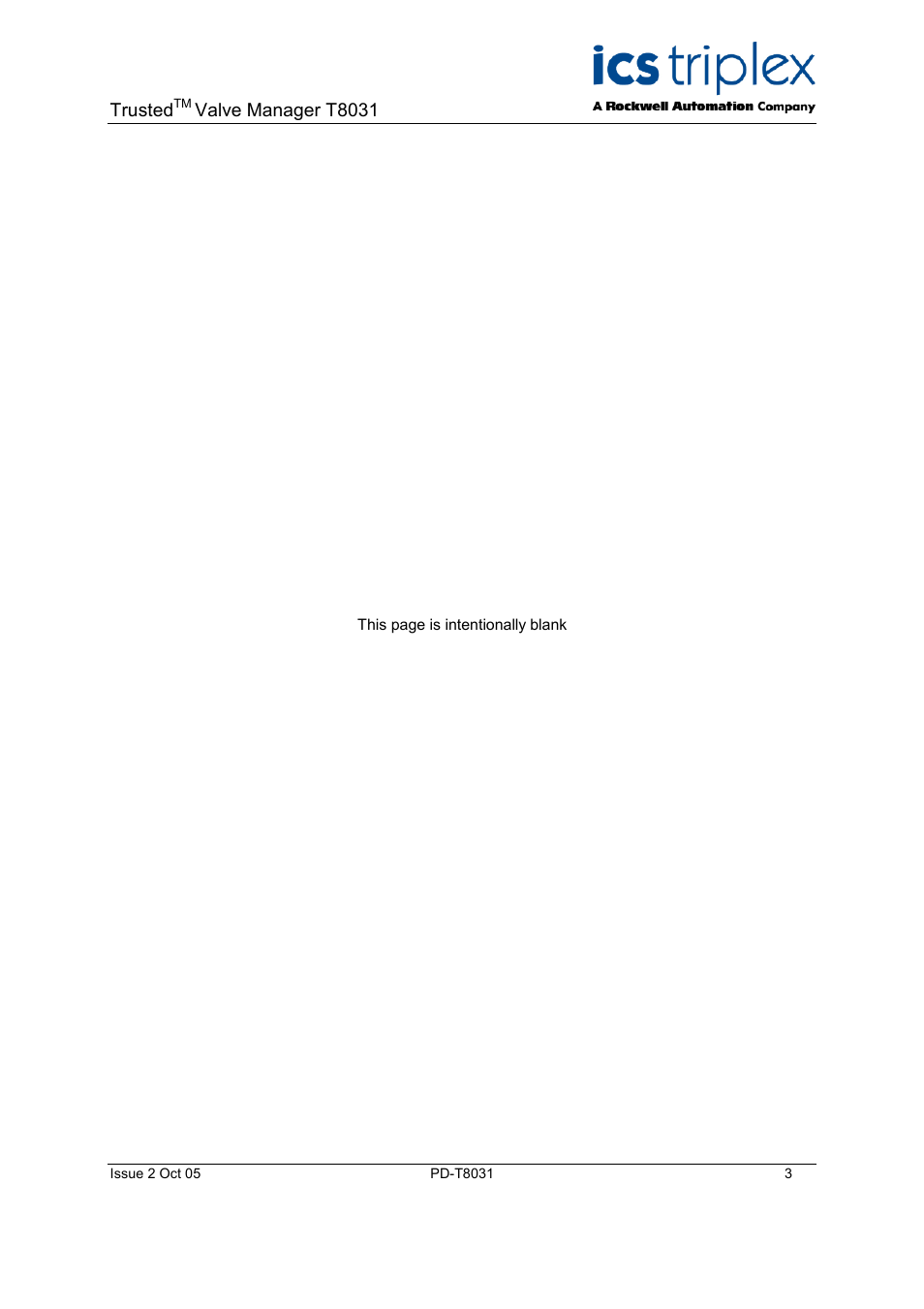 Trusted, Valve manager t8031 | Rockwell Automation T8031  Trusted Valve Manager User Manual | Page 3 / 50
