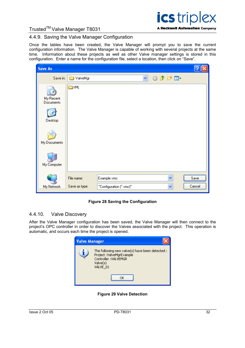 Saving the valve manager configuration, Valve discovery, Editing a project | Removing a project, Figure 31 deleting a project, Figure 32 deleting database tables | Rockwell Automation T8031  Trusted Valve Manager User Manual | Page 32 / 50