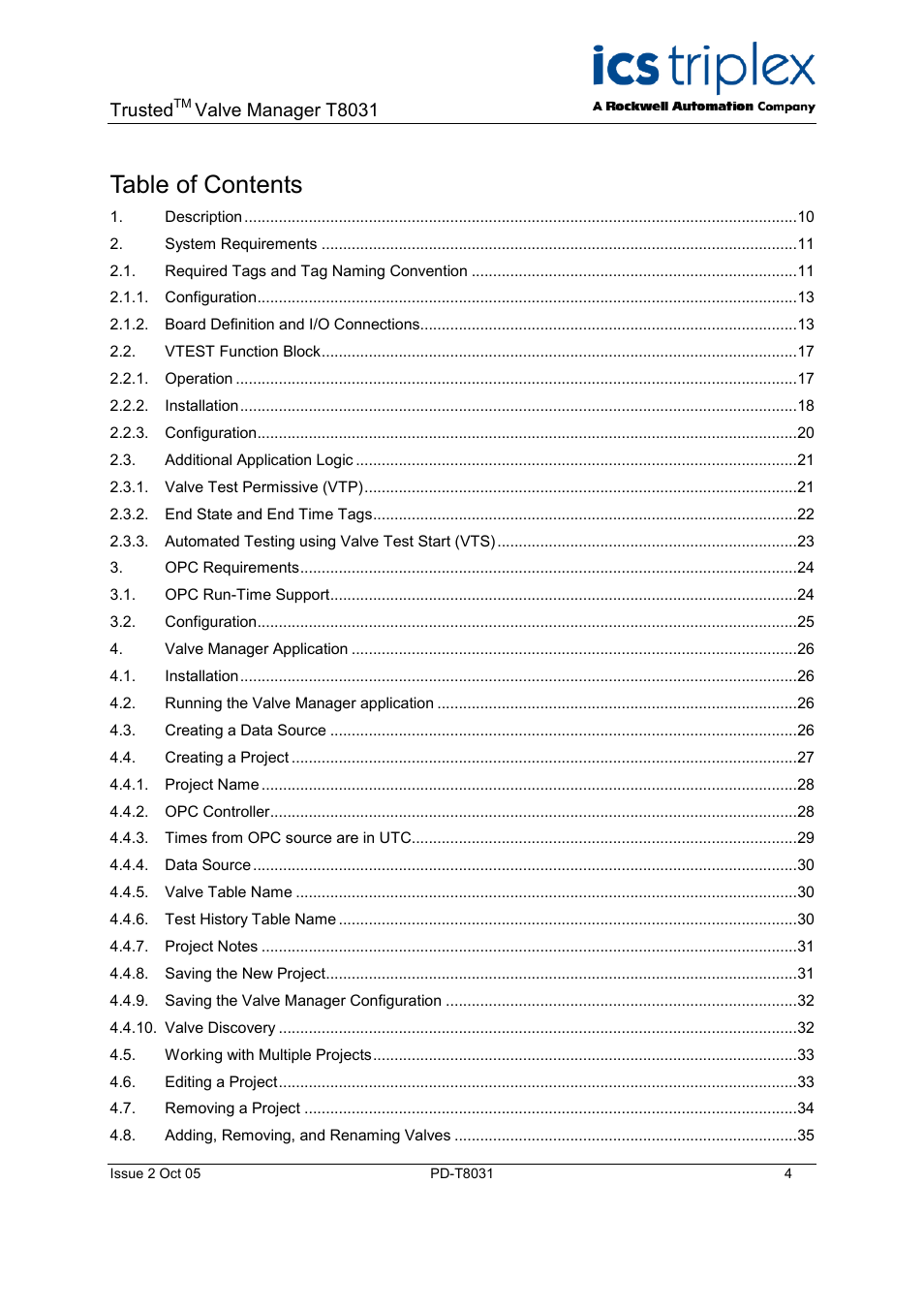 Rockwell Automation T8031  Trusted Valve Manager User Manual | Page 4 / 50