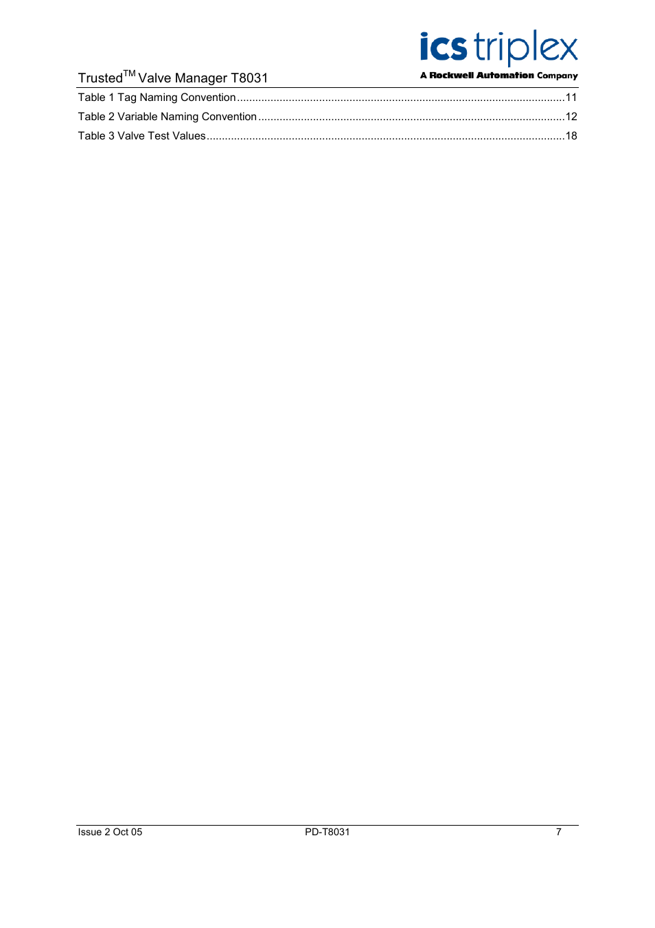 Rockwell Automation T8031  Trusted Valve Manager User Manual | Page 7 / 50