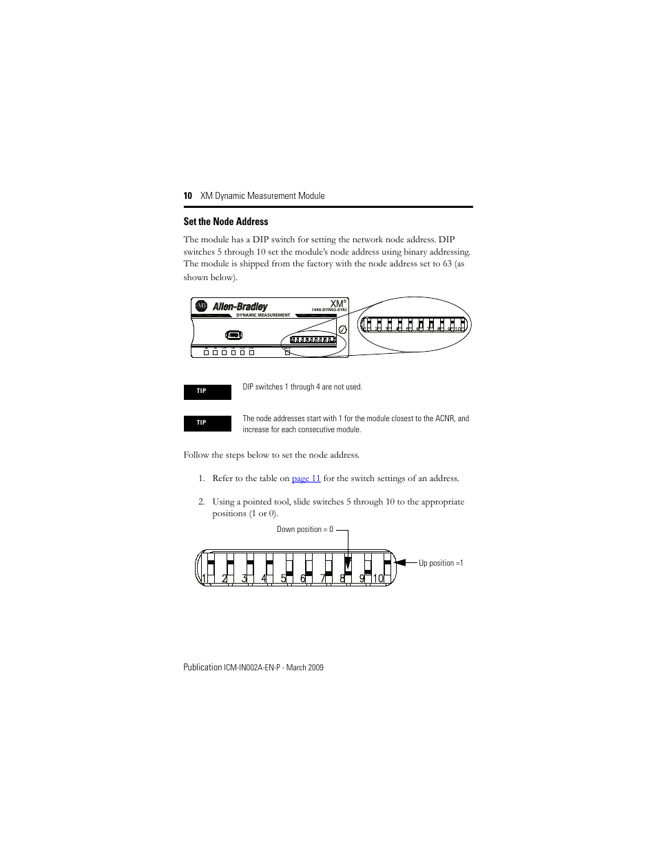 Set the node address | Rockwell Automation 1440-DYN02-01RJ XM Dynamic Measurement Module User Manual | Page 10 / 20