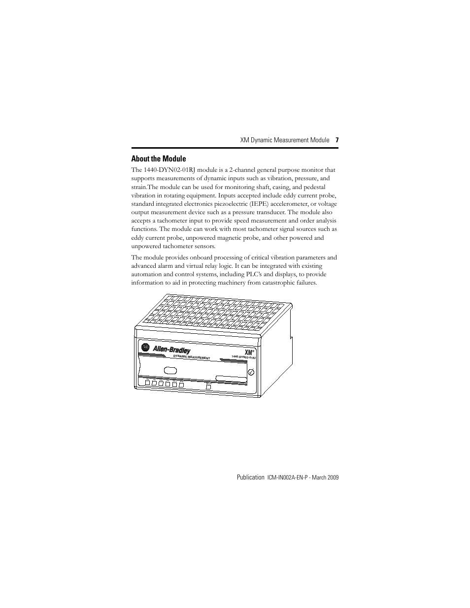 About the module | Rockwell Automation 1440-DYN02-01RJ XM Dynamic Measurement Module User Manual | Page 7 / 20