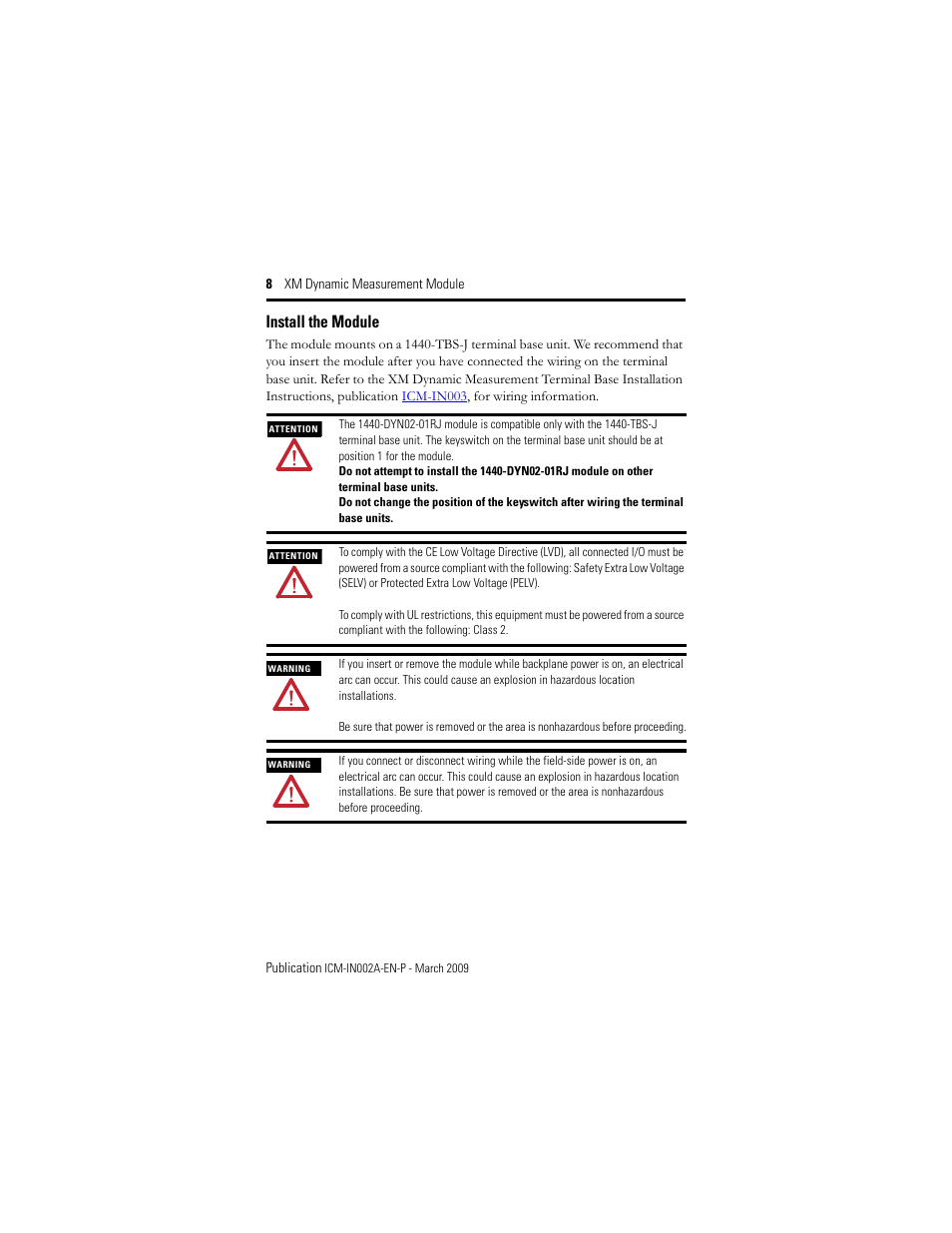 Install the module | Rockwell Automation 1440-DYN02-01RJ XM Dynamic Measurement Module User Manual | Page 8 / 20