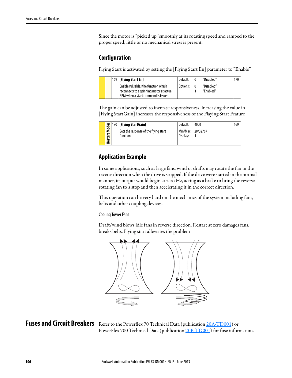 Fuses and circuit breakers, Configuration, Application example | Rockwell Automation 20B PowerFlex 70, PowerFlex 700 Reference Manual User Manual | Page 106 / 214