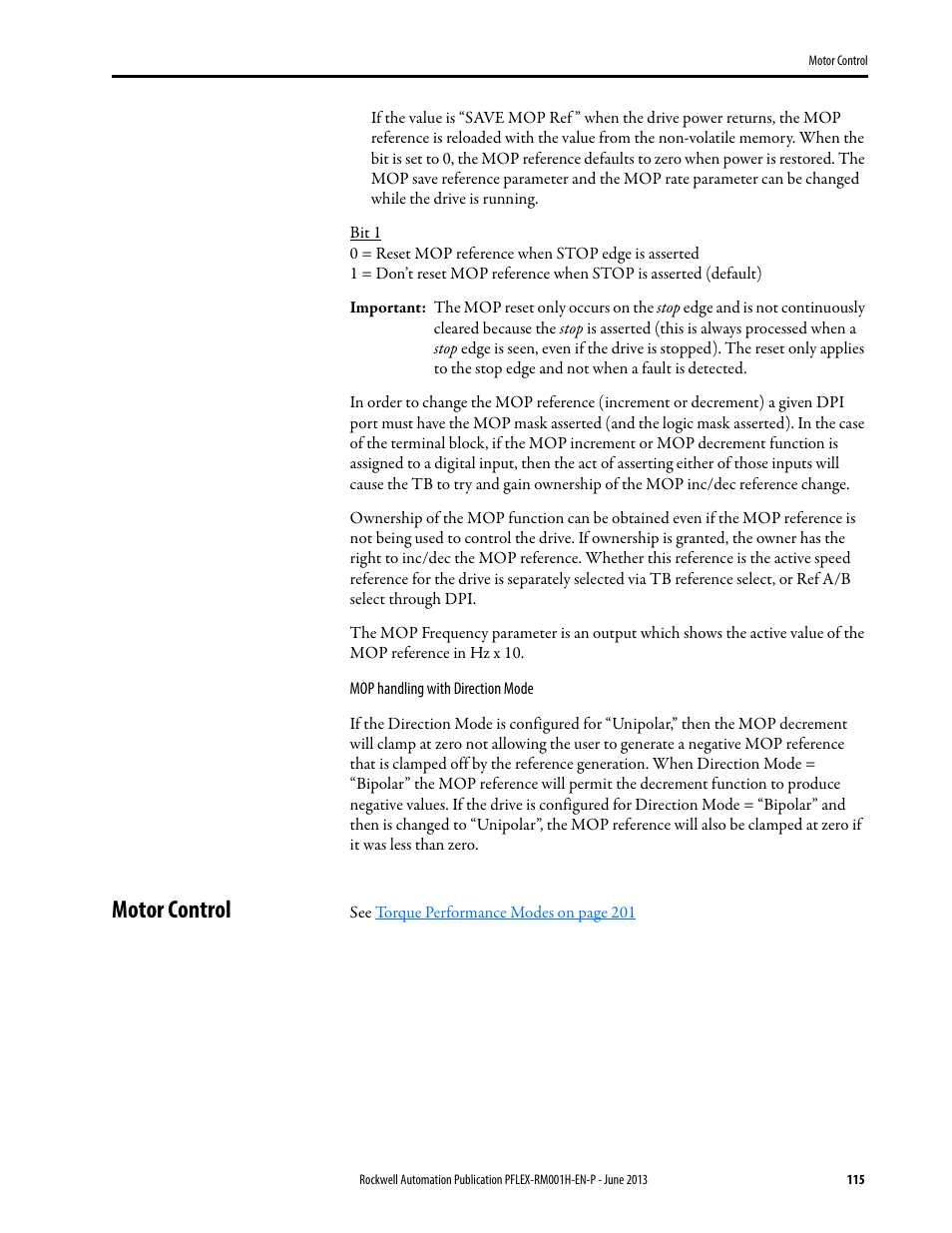 Motor control | Rockwell Automation 20B PowerFlex 70, PowerFlex 700 Reference Manual User Manual | Page 115 / 214