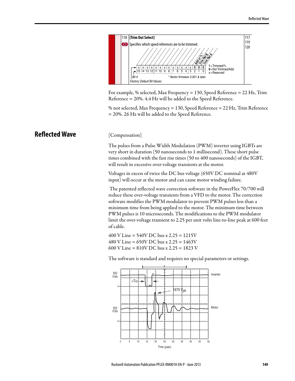 Reflected wave | Rockwell Automation 20B PowerFlex 70, PowerFlex 700 Reference Manual User Manual | Page 149 / 214